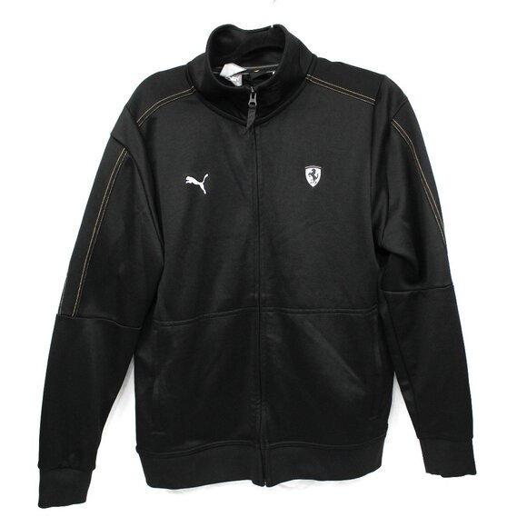 PUMA Men's Scuderia Ferrari Race Track Jacket Size Large Black/Gold Stitch - Picture 1 of 4